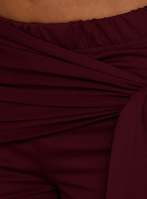Hadlia Tie Waist Pants Burgundy