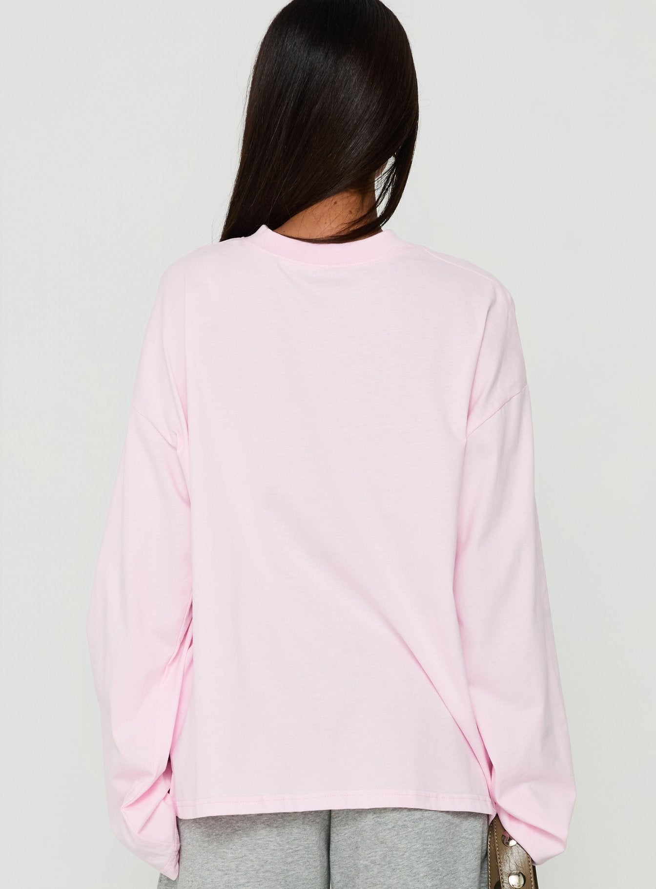 Settle Down Long Sleeve V Neck Top Soft Pink