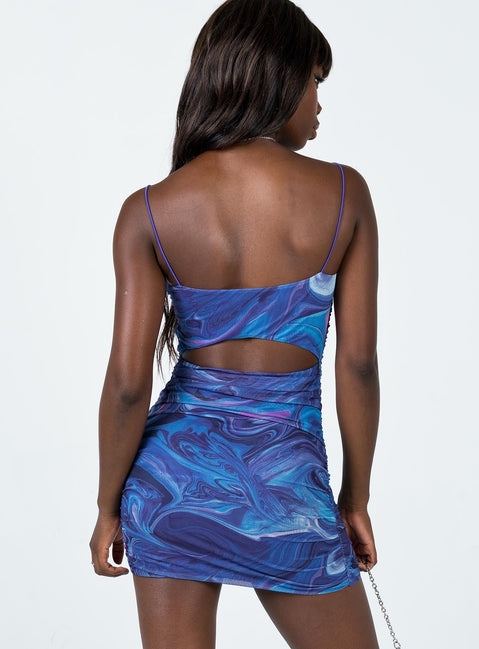 product Princess Polly High Neck  Holloway Wishes Mini Dress Blue Multi