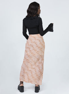 back view of model wearing Princess Polly Rayna Maxi Skirt Snake 