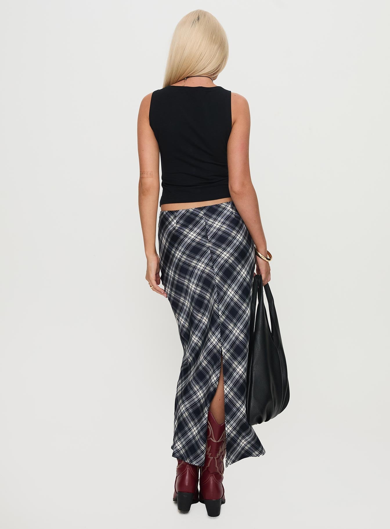 Everlie Low Waist Maxi Skirt Check Multi Petite