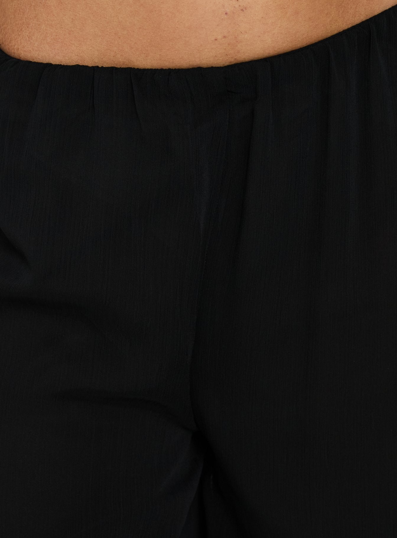 Annamarie Sheer Chiffon Elasticated Waist Pants Black