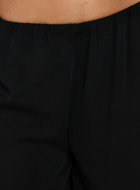 Annamarie Sheer Chiffon Elasticated Waist Pants Black