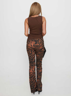 back view of model wearing Princess Polly Andrina Straight Leg Pants Multi High Waisted Pants 