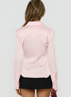 Angelic Satin Long Sleeve Shirt Bubblegum
