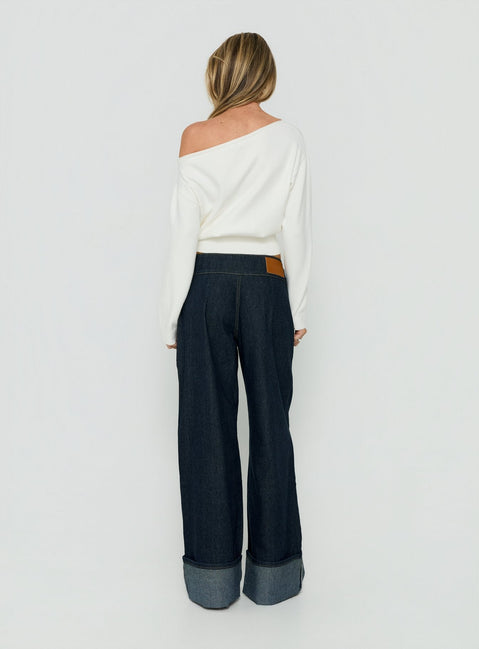 Nikoletta Foldover Jeans Raw Denim