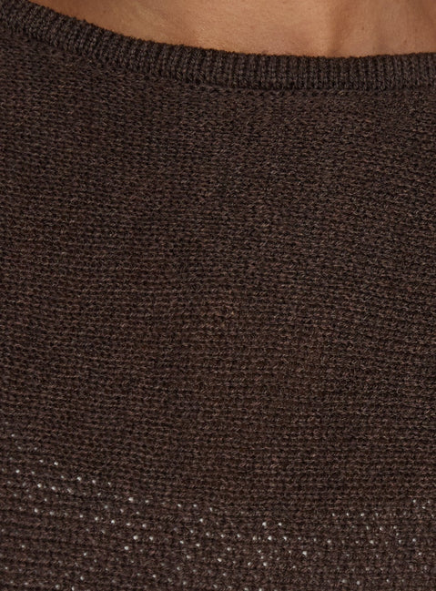 Elvidia Batwing Knit Sweater Brown