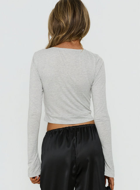Idanna Ruched Button Down Long Sleeve Top Grey Marle