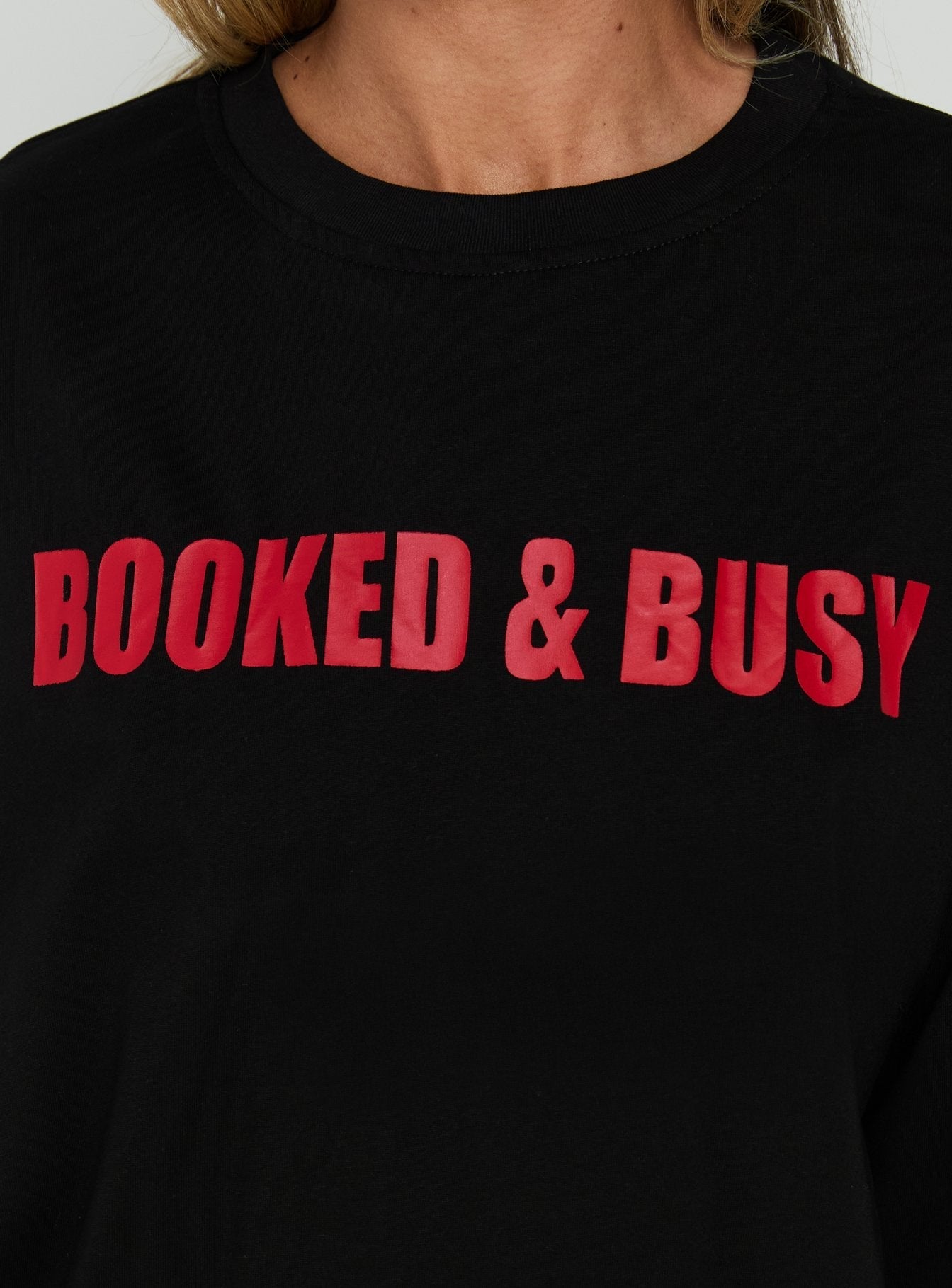 Booked & Busy Long Sleeve Graphic Tee Black / Red