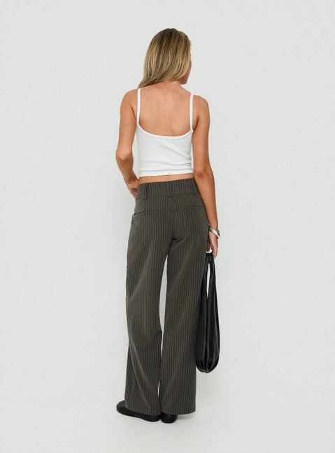 Two Lovers Low Rise Pants Grey Pinstripe