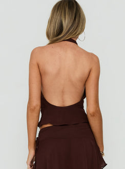 Evaleine Chiffon Cowl Neck Top Chocolate