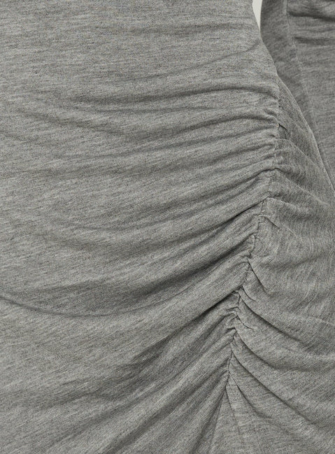 Neriya Ruched Long Sleeve Playsuit Grey
