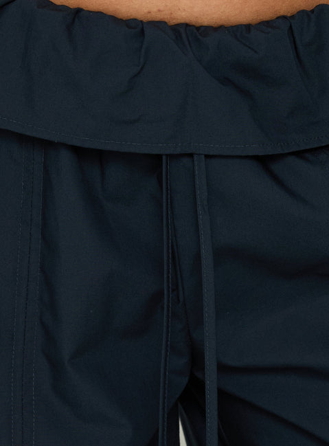 Amaiza Frill Drawstring Straight Leg Pants Navy
