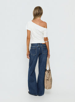 Not My Problem Loose Graphic Baby Tee White