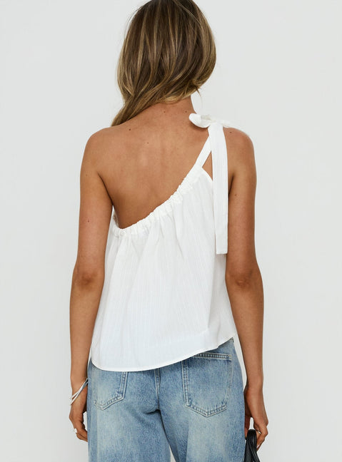 Klyne One Shoulder Top White