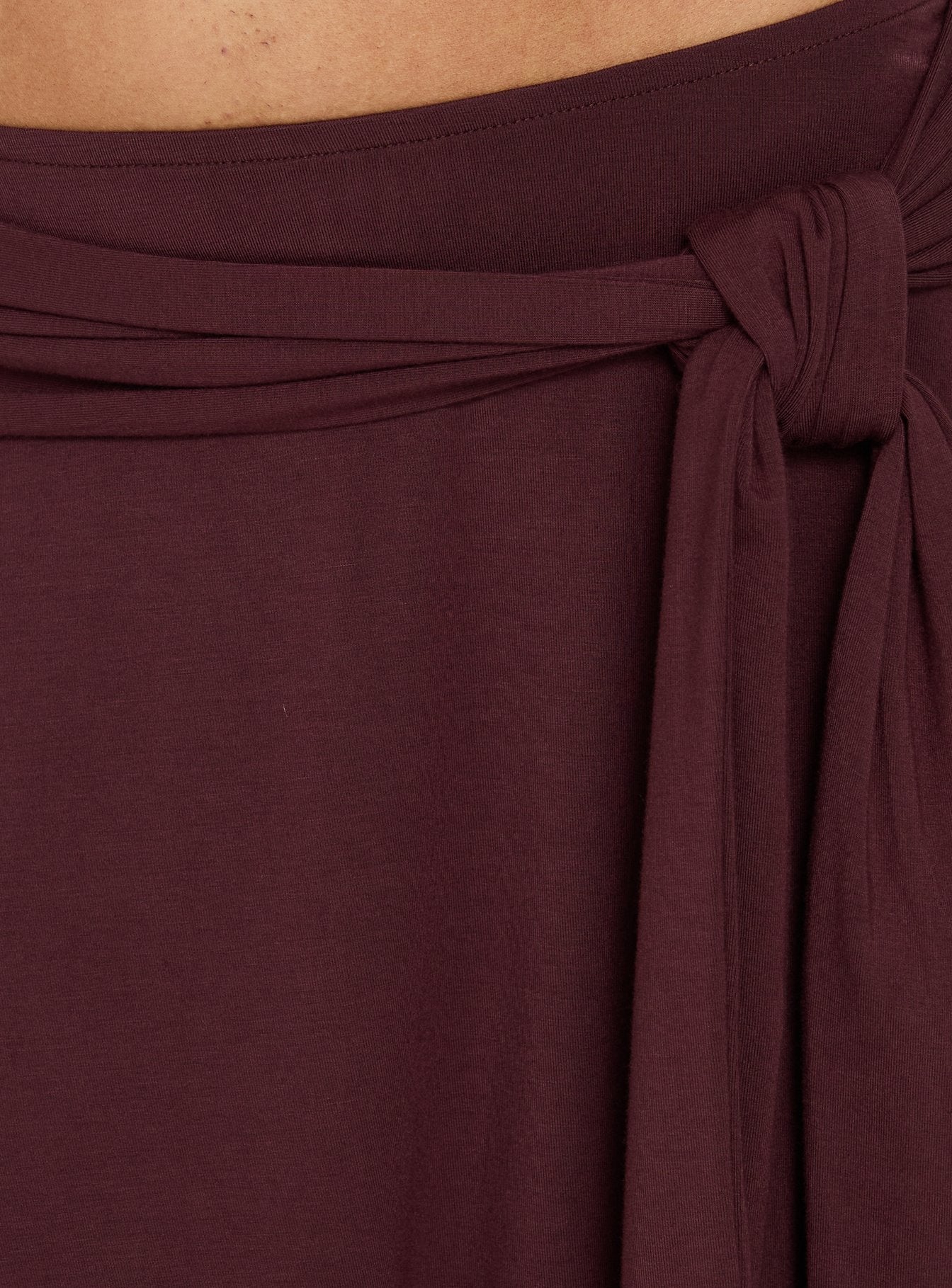Soft Focus Tie Waist Midi Skirt Plum Noir