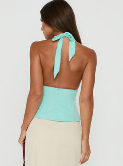 Claudiana Gathered Halter Top Turquoise