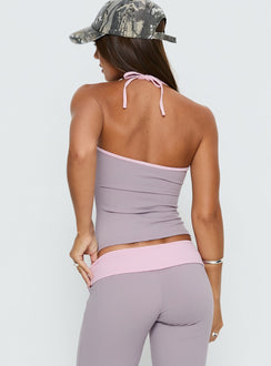Kobee Jersey Halter Top Slate / Dusty Pink