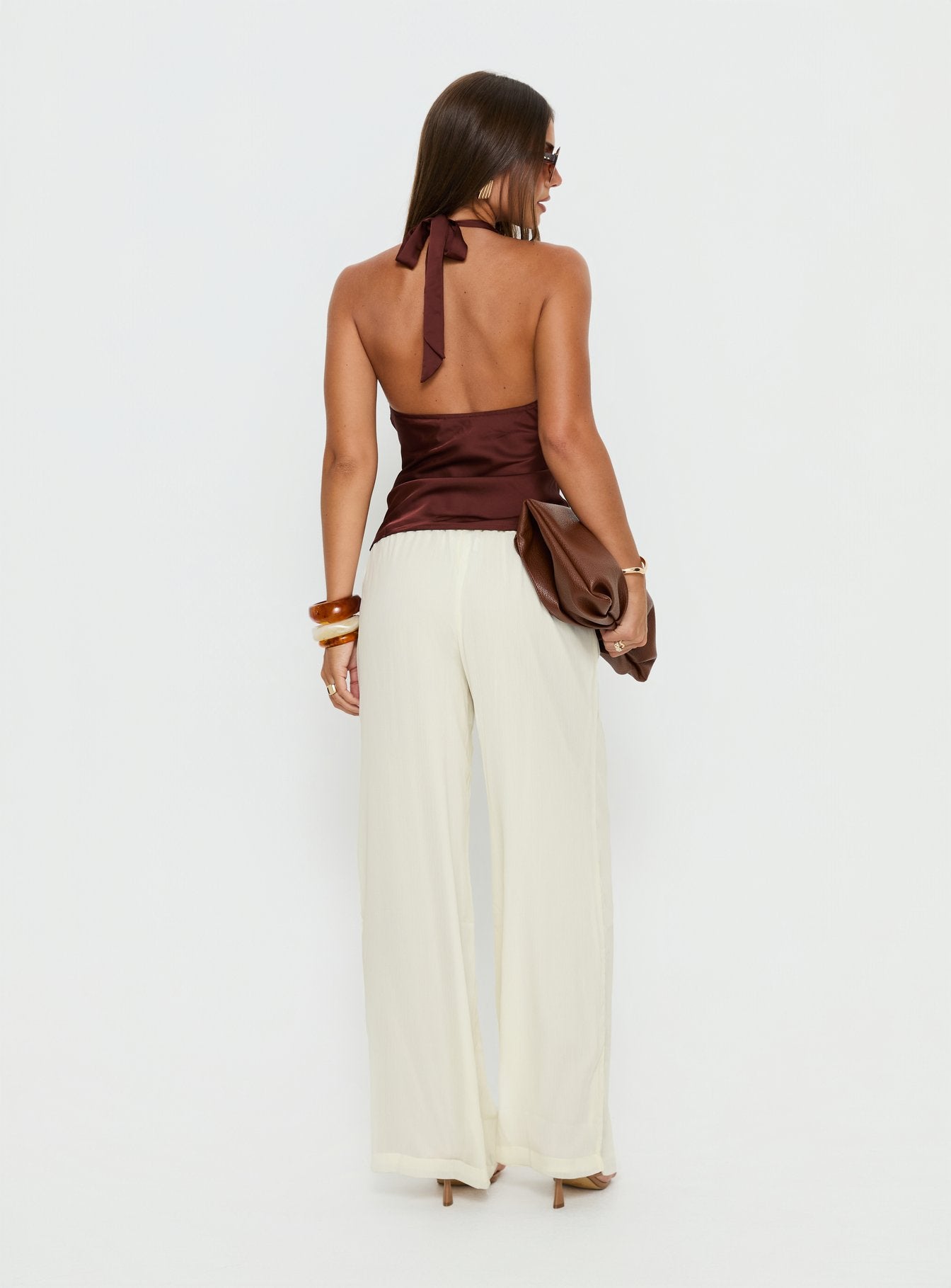 Nonnah Chiffon Straight Leg Pants Cream