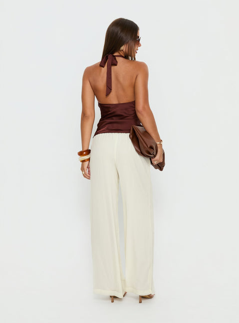 Nonnah Chiffon Straight Leg Pants Cream