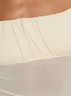 Victoire Long Sleeve Mesh Top Beige