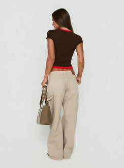 Mistree Mid Rise Baggy Cargo Jeans Taupe