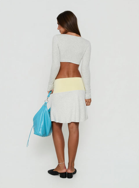Irisah Splice Midi Skirt Yellow / Grey Marle