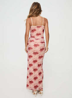 back view of model wearing Princess Polly Louette Maxi Dress Floral V-Neck 