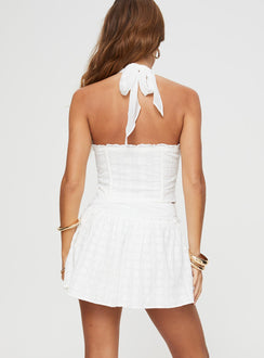 Mini skirt High waist fit, flowy style, invisible zip fastening at side Non-stretch material, fully lined 