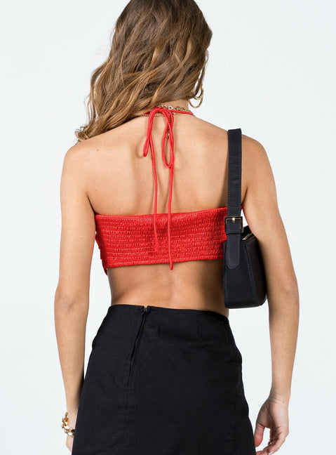 Front view of model wearing  front Princess Polly Sleeveless Square Neck  True Top Red
