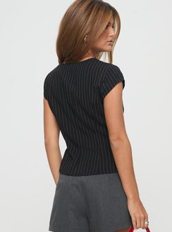 Top Vest style, pinstripe print, button fastening