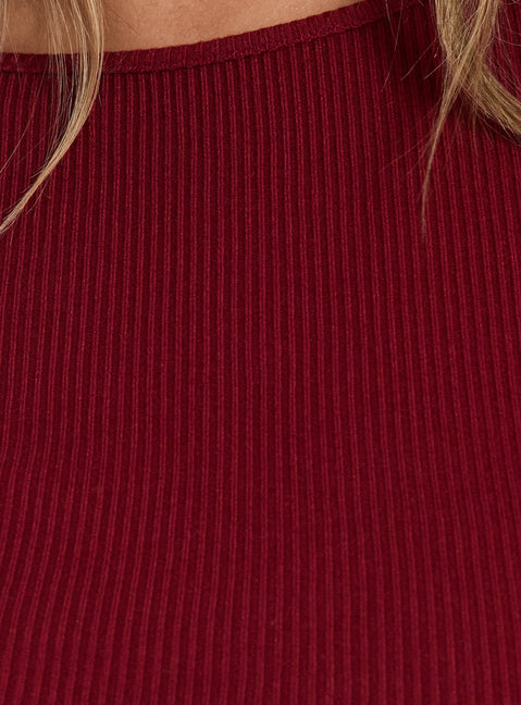 Bryanna Long Sleeve Mini Dress Deep Merlot Curve