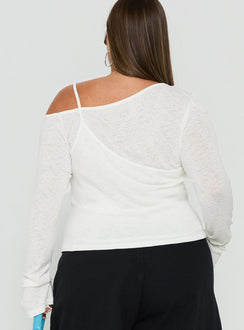 Rosca Layered Long Sleeve Top White Curve