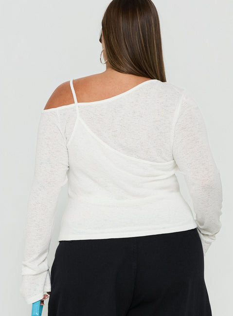 Rosca Layered Long Sleeve Top White Curve