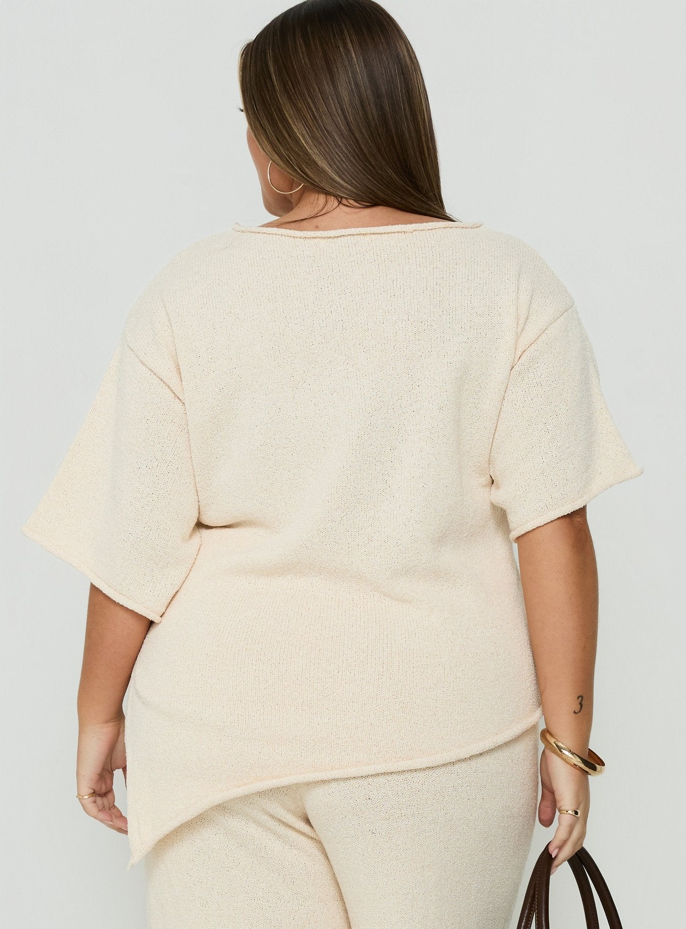 Amelise Knit Poncho Beige Curve
