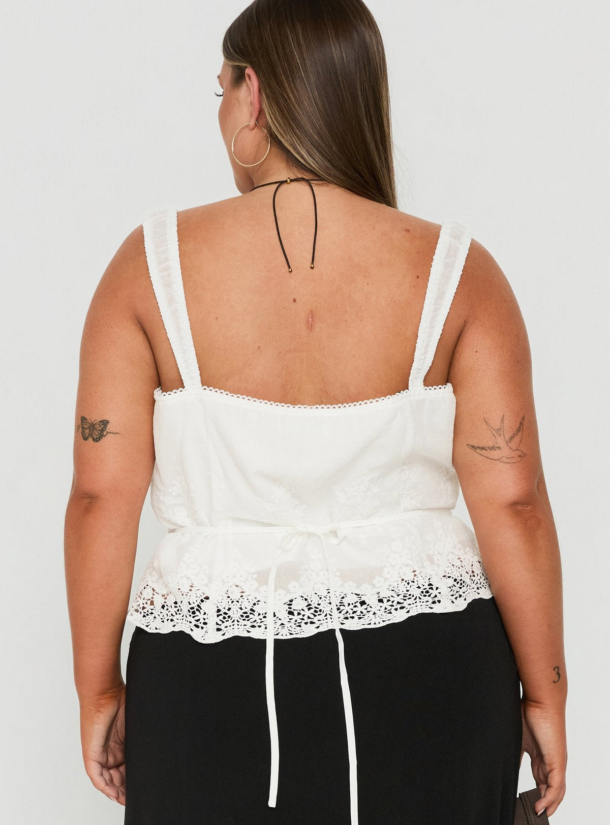 Starlina Lace Trim Cami Top White Curve