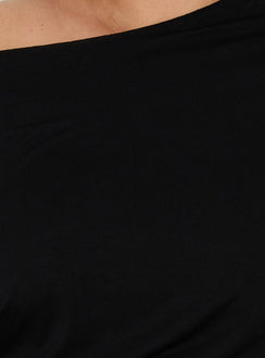 Ashlinn Off Shoulder Long Sleeve Drapey Top Black Curve