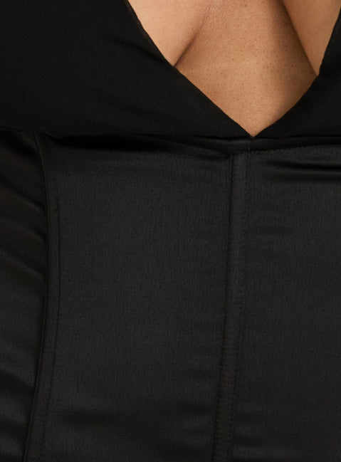 Briannah Contrast Corset Top Black Curve