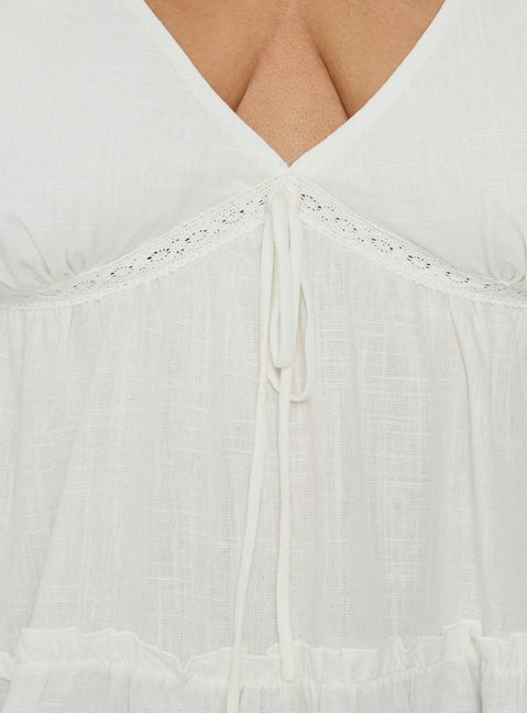 Kimberleigh Floaty Babydoll Top White Curve
