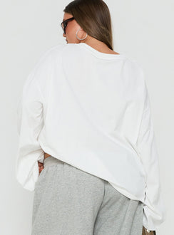 Settle Down Long Sleeve Top White Curve