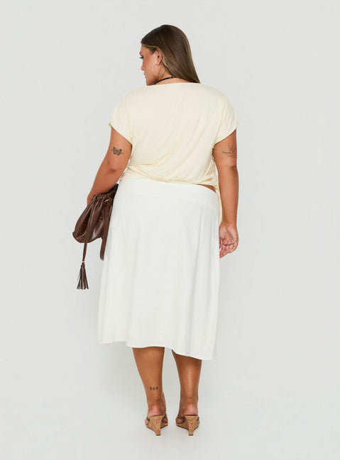 Such Delight Linen Midi Skirt White Curve