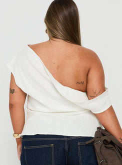 Seasons Change Relaxed Off Shoulder Top White Curve