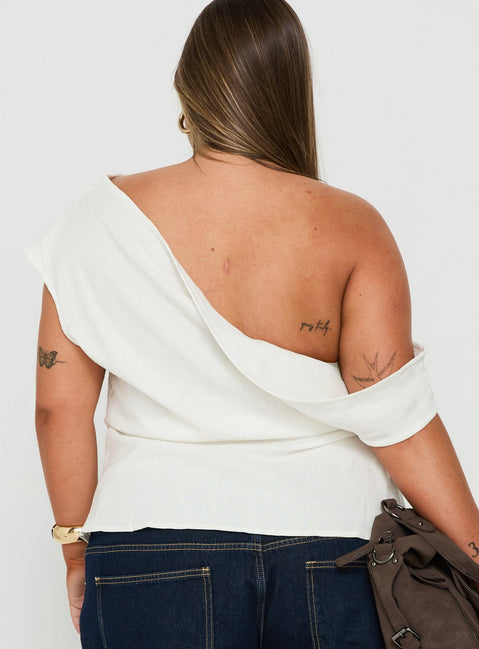 Seasons Change Relaxed Off Shoulder Top White Curve