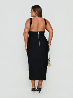 Justina Bandage Midi Dress Black Curve