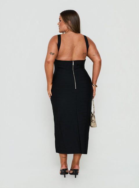 Justina Bandage Midi Dress Black Curve