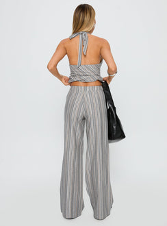 back view of model wearing Princess Polly Lunelle Pants Multi Stripe High Waisted Pants 