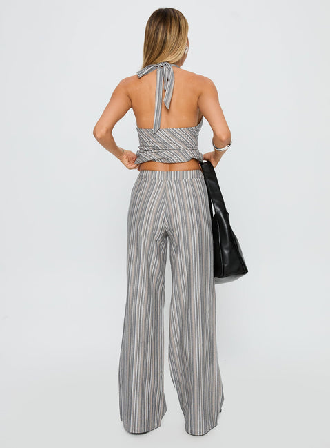 back view of model wearing Princess Polly Lunelle Pants Multi Stripe High Waisted Pants 