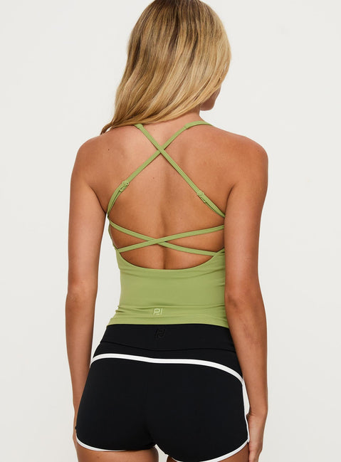 Layup Active Longline Cross Back Top Green