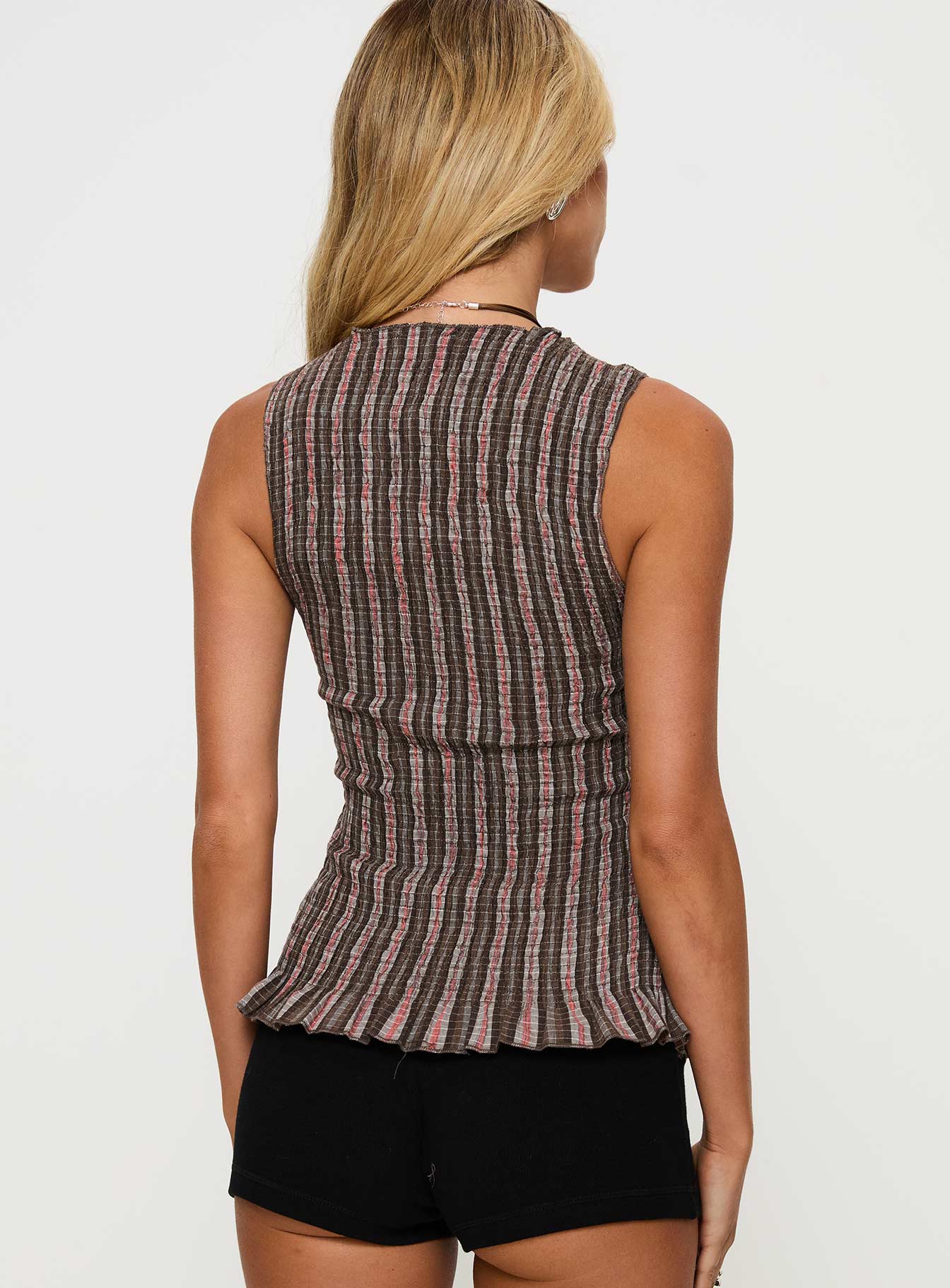 Julane Shirred Button Up Top Multi