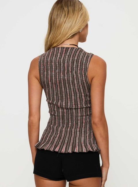 Julane Shirred Button Up Top Multi